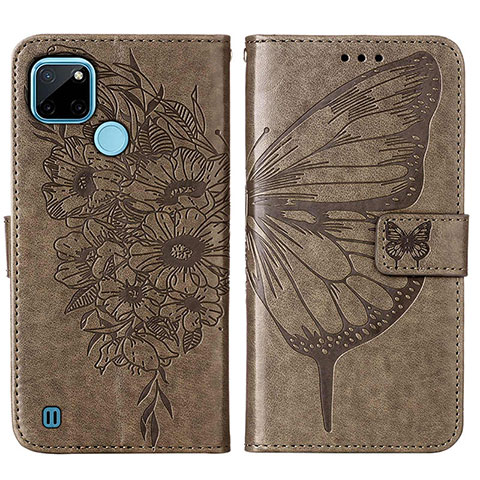 Funda de Cuero Cartera con Soporte Mariposa Carcasa Y01B para Realme C21Y Gris