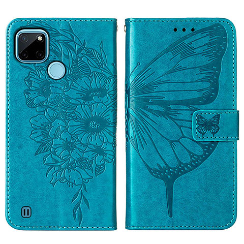 Funda de Cuero Cartera con Soporte Mariposa Carcasa Y01B para Realme C25Y Azul