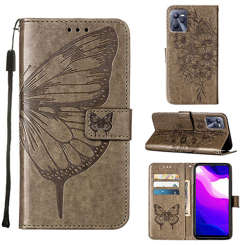 Funda de Cuero Cartera con Soporte Mariposa Carcasa Y01B para Realme C35 Gris