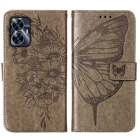 Funda de Cuero Cartera con Soporte Mariposa Carcasa Y01B para Realme C55 Gris