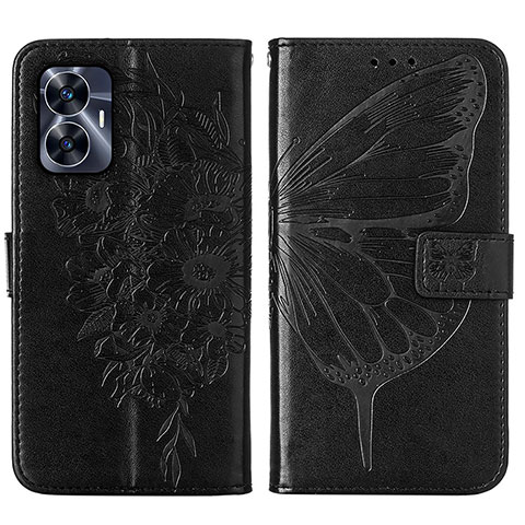 Funda de Cuero Cartera con Soporte Mariposa Carcasa Y01B para Realme C55 Negro