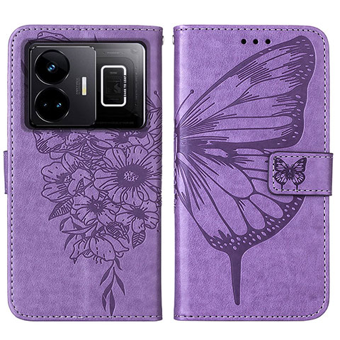 Funda de Cuero Cartera con Soporte Mariposa Carcasa Y01B para Realme GT Neo5 240W 5G Purpura Claro