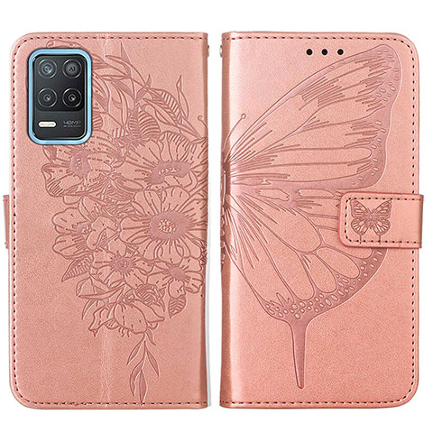 Funda de Cuero Cartera con Soporte Mariposa Carcasa Y01B para Realme Narzo 30 5G Oro Rosa