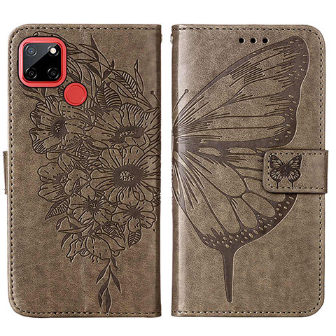 Funda de Cuero Cartera con Soporte Mariposa Carcasa Y01B para Realme Narzo 30A Gris