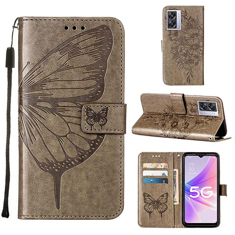 Funda de Cuero Cartera con Soporte Mariposa Carcasa Y01B para Realme Narzo 50 5G Gris