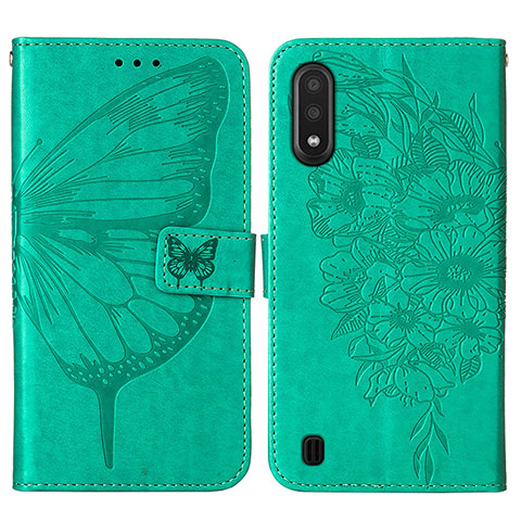 Funda de Cuero Cartera con Soporte Mariposa Carcasa Y01B para Samsung Galaxy A01 SM-A015 Verde