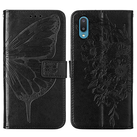 Funda de Cuero Cartera con Soporte Mariposa Carcasa Y01B para Samsung Galaxy A02 Negro