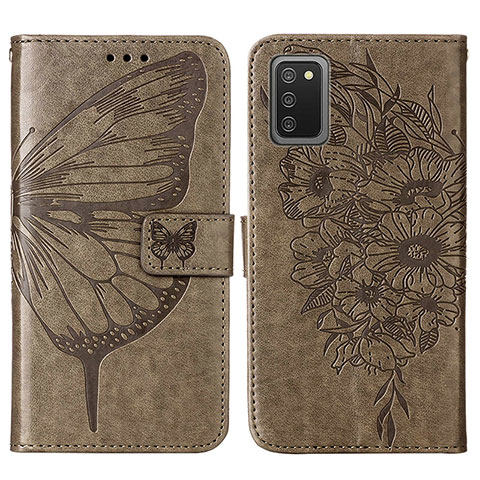 Funda de Cuero Cartera con Soporte Mariposa Carcasa Y01B para Samsung Galaxy A03s Gris