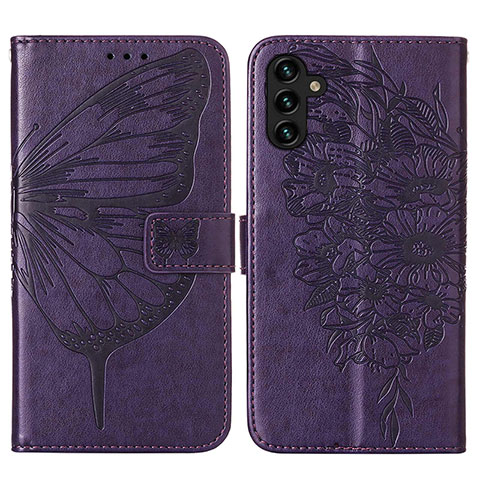 Funda de Cuero Cartera con Soporte Mariposa Carcasa Y01B para Samsung Galaxy A04s Morado