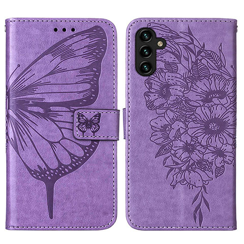 Funda de Cuero Cartera con Soporte Mariposa Carcasa Y01B para Samsung Galaxy A04s Purpura Claro