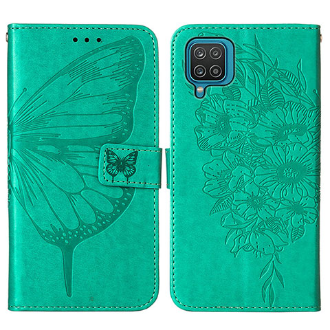 Funda de Cuero Cartera con Soporte Mariposa Carcasa Y01B para Samsung Galaxy A12 Nacho Verde