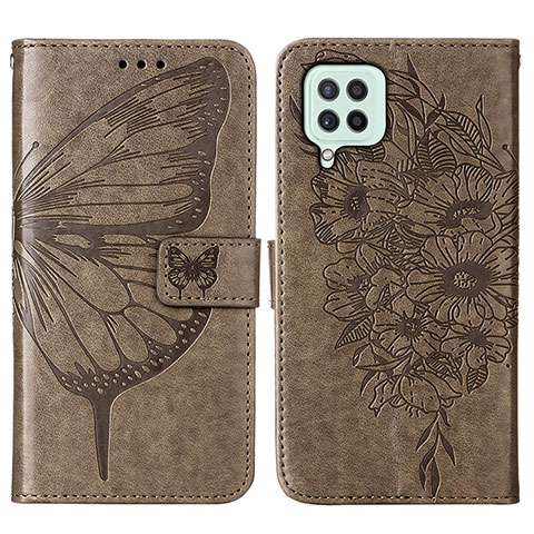 Funda de Cuero Cartera con Soporte Mariposa Carcasa Y01B para Samsung Galaxy A22 4G Gris