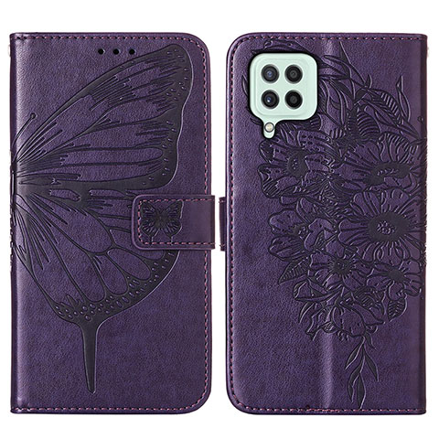 Funda de Cuero Cartera con Soporte Mariposa Carcasa Y01B para Samsung Galaxy A22 4G Morado