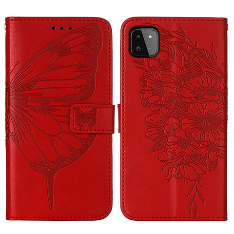 Funda de Cuero Cartera con Soporte Mariposa Carcasa Y01B para Samsung Galaxy A22 5G Rojo