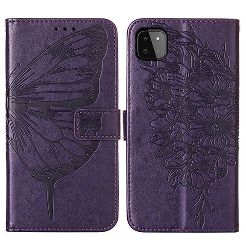 Funda de Cuero Cartera con Soporte Mariposa Carcasa Y01B para Samsung Galaxy A22s 5G Morado