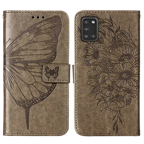 Funda de Cuero Cartera con Soporte Mariposa Carcasa Y01B para Samsung Galaxy A31 Gris