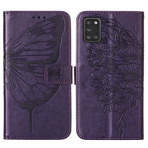 Funda de Cuero Cartera con Soporte Mariposa Carcasa Y01B para Samsung Galaxy A31 Morado