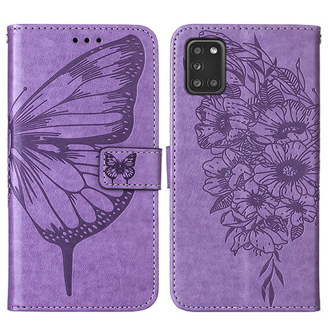 Funda de Cuero Cartera con Soporte Mariposa Carcasa Y01B para Samsung Galaxy A31 Purpura Claro