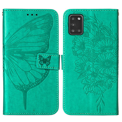 Funda de Cuero Cartera con Soporte Mariposa Carcasa Y01B para Samsung Galaxy A31 Verde