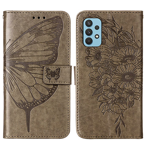 Funda de Cuero Cartera con Soporte Mariposa Carcasa Y01B para Samsung Galaxy A32 4G Gris