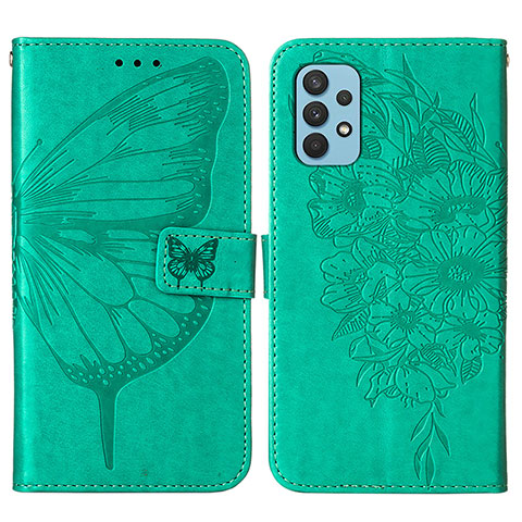 Funda de Cuero Cartera con Soporte Mariposa Carcasa Y01B para Samsung Galaxy A32 4G Verde