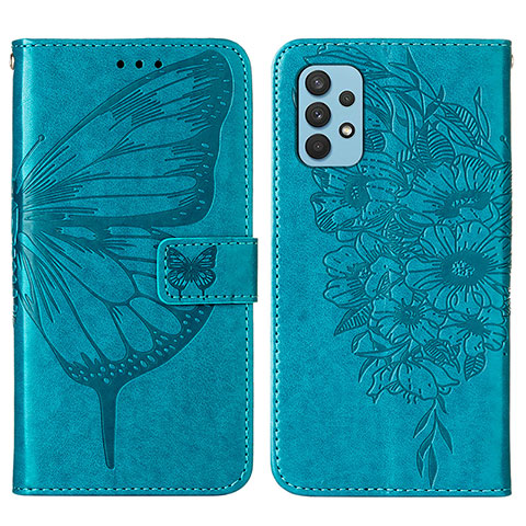 Funda de Cuero Cartera con Soporte Mariposa Carcasa Y01B para Samsung Galaxy A32 5G Azul