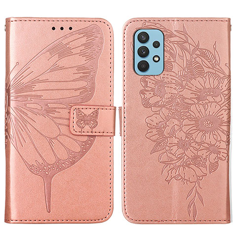 Funda de Cuero Cartera con Soporte Mariposa Carcasa Y01B para Samsung Galaxy A32 5G Oro Rosa