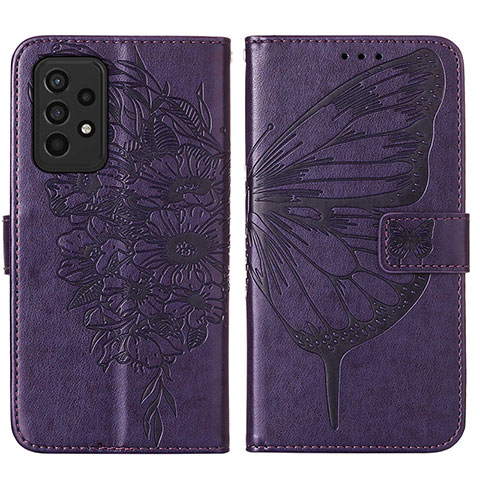 Funda de Cuero Cartera con Soporte Mariposa Carcasa Y01B para Samsung Galaxy A33 5G Morado