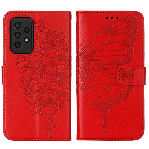 Funda de Cuero Cartera con Soporte Mariposa Carcasa Y01B para Samsung Galaxy A33 5G Rojo