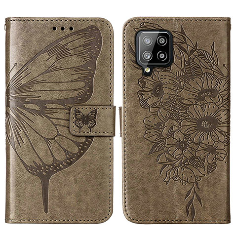 Funda de Cuero Cartera con Soporte Mariposa Carcasa Y01B para Samsung Galaxy A42 5G Gris