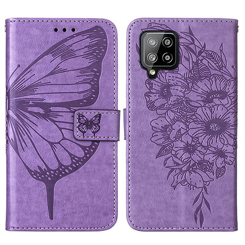 Funda de Cuero Cartera con Soporte Mariposa Carcasa Y01B para Samsung Galaxy A42 5G Purpura Claro