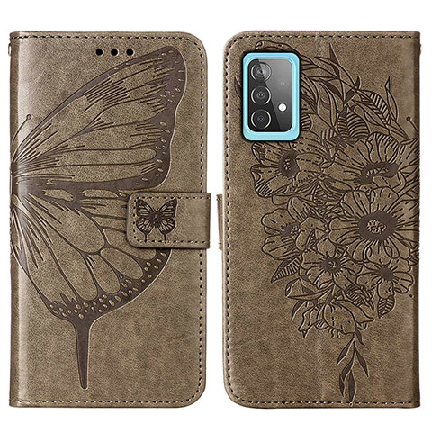 Funda de Cuero Cartera con Soporte Mariposa Carcasa Y01B para Samsung Galaxy A52 4G Gris