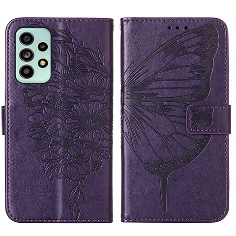 Funda de Cuero Cartera con Soporte Mariposa Carcasa Y01B para Samsung Galaxy A53 5G Morado