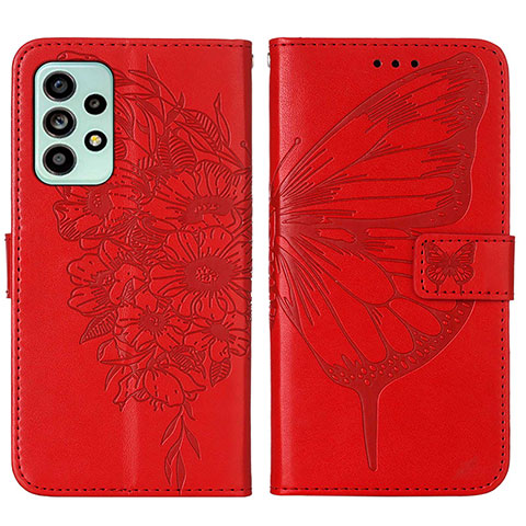 Funda de Cuero Cartera con Soporte Mariposa Carcasa Y01B para Samsung Galaxy A53 5G Rojo