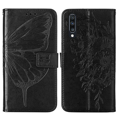 Funda de Cuero Cartera con Soporte Mariposa Carcasa Y01B para Samsung Galaxy A70 Negro