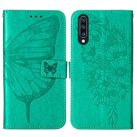 Funda de Cuero Cartera con Soporte Mariposa Carcasa Y01B para Samsung Galaxy A70 Verde