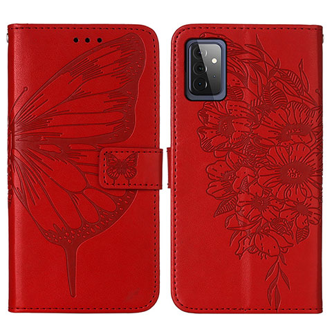 Funda de Cuero Cartera con Soporte Mariposa Carcasa Y01B para Samsung Galaxy A72 4G Rojo