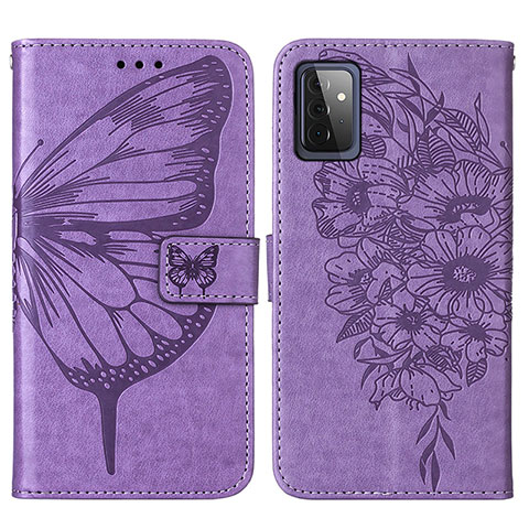 Funda de Cuero Cartera con Soporte Mariposa Carcasa Y01B para Samsung Galaxy A72 5G Purpura Claro