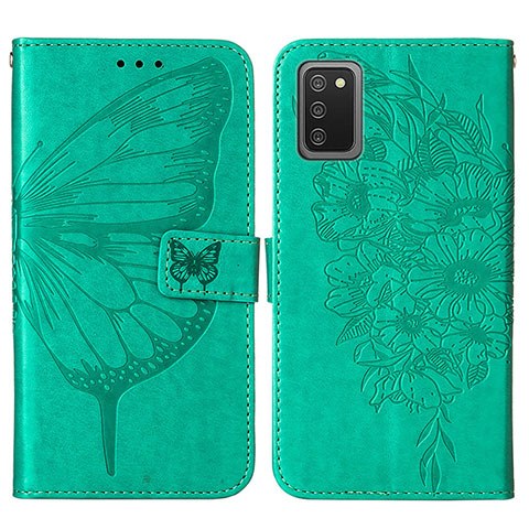 Funda de Cuero Cartera con Soporte Mariposa Carcasa Y01B para Samsung Galaxy F02S SM-E025F Verde