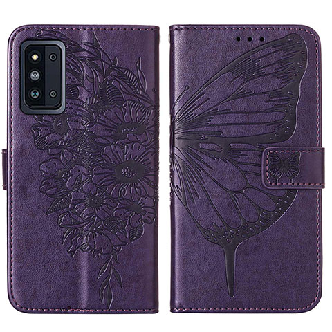 Funda de Cuero Cartera con Soporte Mariposa Carcasa Y01B para Samsung Galaxy F52 5G Morado