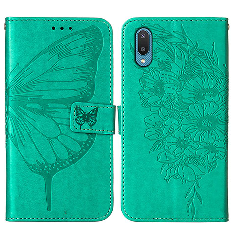 Funda de Cuero Cartera con Soporte Mariposa Carcasa Y01B para Samsung Galaxy M02 Verde