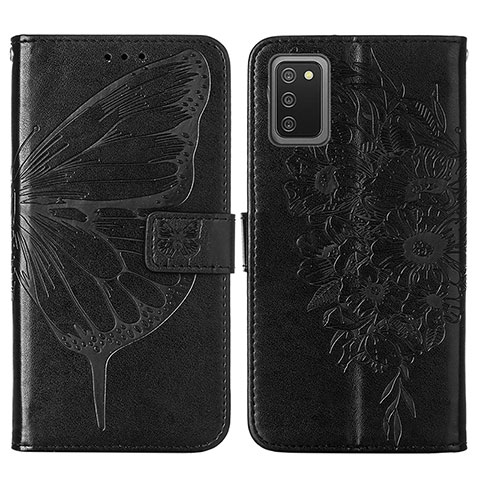 Funda de Cuero Cartera con Soporte Mariposa Carcasa Y01B para Samsung Galaxy M02s Negro