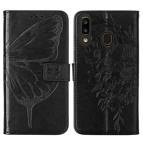 Funda de Cuero Cartera con Soporte Mariposa Carcasa Y01B para Samsung Galaxy M10S Negro