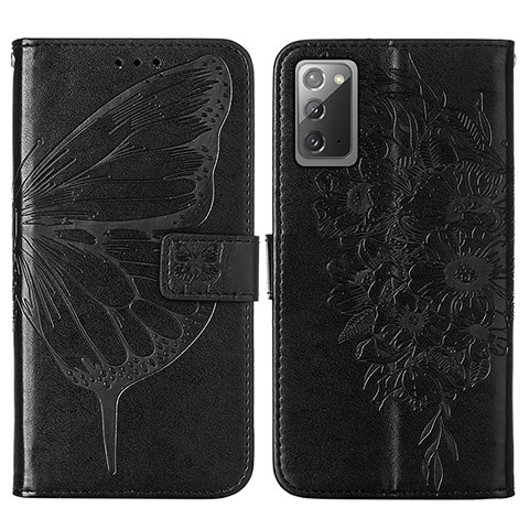 Funda de Cuero Cartera con Soporte Mariposa Carcasa Y01B para Samsung Galaxy Note 20 5G Negro