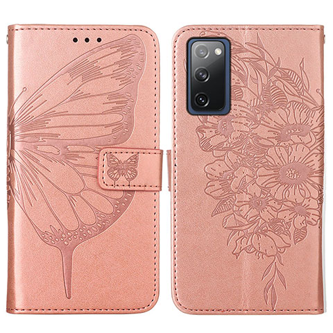 Funda de Cuero Cartera con Soporte Mariposa Carcasa Y01B para Samsung Galaxy S20 FE 4G Oro Rosa