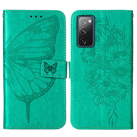 Funda de Cuero Cartera con Soporte Mariposa Carcasa Y01B para Samsung Galaxy S20 FE 4G Verde