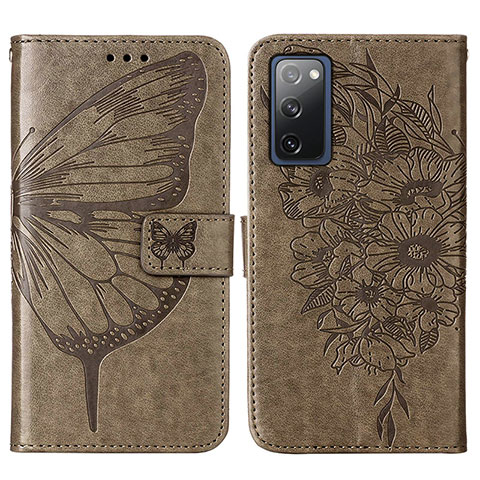 Funda de Cuero Cartera con Soporte Mariposa Carcasa Y01B para Samsung Galaxy S20 Lite 5G Gris