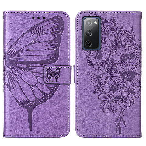 Funda de Cuero Cartera con Soporte Mariposa Carcasa Y01B para Samsung Galaxy S20 Lite 5G Purpura Claro