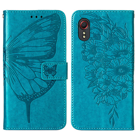 Funda de Cuero Cartera con Soporte Mariposa Carcasa Y01B para Samsung Galaxy XCover 5 SM-G525F Azul