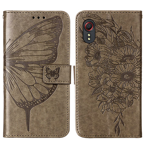 Funda de Cuero Cartera con Soporte Mariposa Carcasa Y01B para Samsung Galaxy XCover 5 SM-G525F Gris